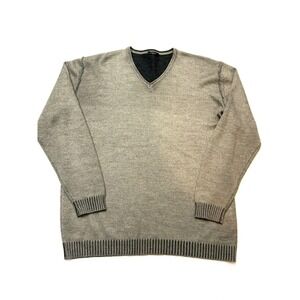 CODICE Mens L/XL Gray Merino Wool VNeck Long Sleeve Knit Sweater G19